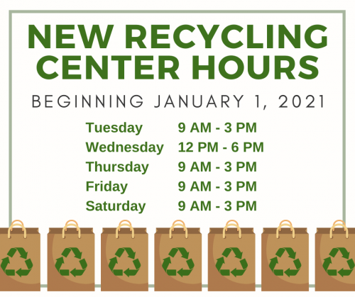 New Recycling Center Hours